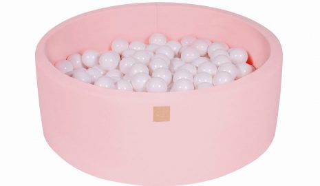 MeowBaby® Suchý bazén 90x30cm s 200 loptičkami, Púdrovo ružový: biele
