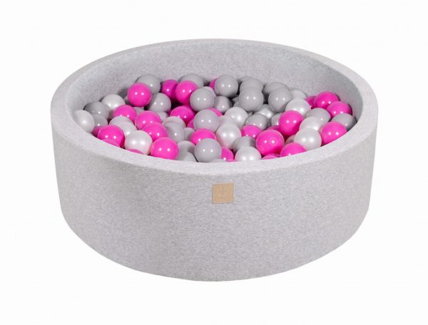 MeowBaby® Suchý bazén 90x30cm s 200 loptičkami, svetlošed.: tmavo ružové, šedé, biele