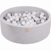 MeowBaby® Suchý bazén 90x30cm s 200 loptičkami, svetlošed.: šedé, biele
