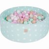 MeowBaby® Suchý bazén 90x30cm s 200 loptičkami, hviezdy: biele, transparentne, pastelovo ružové, béžové, mätové
