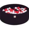 MeowBaby® Suchý bazén 90x30cm s 200 loptičkami, čierny: čierne, šedé, červené, biele MeowBaby® Suchý bazén 90x30cm s 200 loptičkami, čierny: čierne, šedé, červené, biele