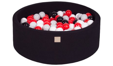 MeowBaby® Suchý bazén 90x30cm s 200 loptičkami, čierny: čierne, šedé, červené, biele