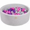 MeowBaby® Suchý bazén 90x30cm s 200 loptičkami, svetlošed.: tmavo ružové, fialové, transparentne, šedé