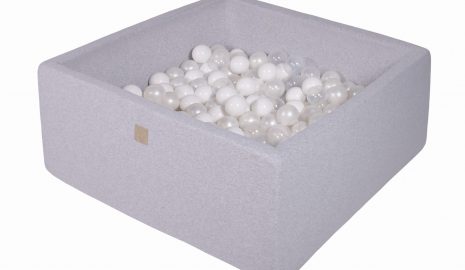 MeowBaby® Suchý bazén štvorcový 90x90x40cm s 200 loptičkami (biela, biele, transparenty)
