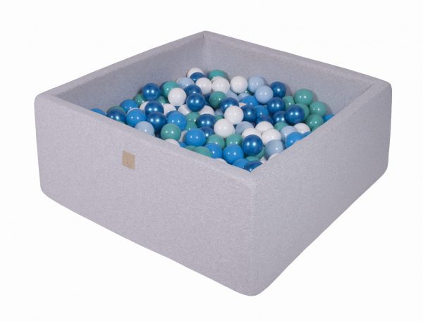 MeowBaby® Suchý bazén štvorcový 90x90x40cm s 200 loptičkami ( baby blue, bledomodré, turkus, biele, modré)