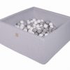 MeowBaby® Suchý bazén štvorcový 90x90x40cm s 200 loptičkami (šedé, biele)