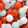MeowBaby® zostava 100 plastových guličiek ?7cm oranžové, mietowe, biele