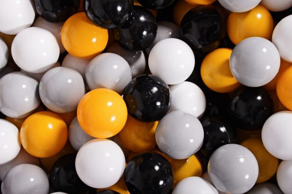 MeowBaby® zostava plastových guličiek ?7cm biele, šedé, čierne, žlté 300ks