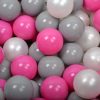 MeowBaby® zostava plastových guličiek 300 ks ?7cm biele perła, šedé, tmavo ružové