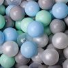 MeowBaby® 400 ks zostava plastových guličiek ?7cm mätové, baby blue, šedé, biele, transparentne