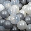 MeowBaby® Zostava 100 plastových loptičiek ?7cm strieborné, biele, biele, transparentne