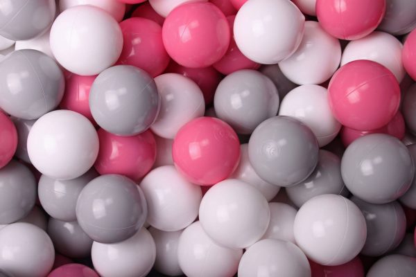 MeowBaby® 500 ks zostava plastových guličiek ?7cm šedé, biele, svetlo ružové