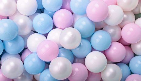 MeowBaby® zostava plastových guličiek 200 ks ?7cm biele, biele, baby blue, pastelovo ružové