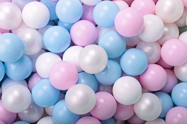 MeowBaby® zostava plastových guličiek 200 ks ?7cm biele, biele, baby blue, pastelovo ružové