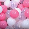 MeowBaby® Zostava 100 ks plastových loptičiek ?7cm svetlo ružové, transparentne, biele