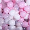MeowBaby® zostava plastových guličiek 200 ks ?7cm pastelovo ružové, transparent, biele