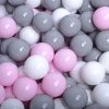 MeowBaby® zostava plastových guličiek 200ks ?7cm šedé / pastelovo ružové / biele