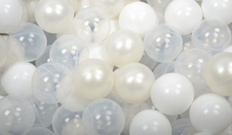 MeowBaby® 500 ks zostava plastových guličiek ?7cm biele,biele, transparentne