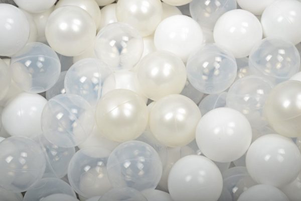 MeowBaby® 500 ks zostava plastových guličiek ?7cm biele,biele, transparentne