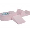 MeowBaby® PENOVÁ SADA NA HRU svetlotužový + komplet 100 loptičiek: mätové, baby blue, šedé, biele, transparent