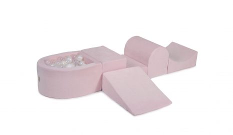 MeowBaby® PENOVÁ SADA NA HRU svetlotužový + komplet 100 loptičiek: biele perła, biele, transparent
