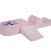MeowBaby® PENOVÁ SADA NA HRU svetlotužový + komplet 100 loptičiek: pastelovo ružové, svetlo ružové,mätové, vresové