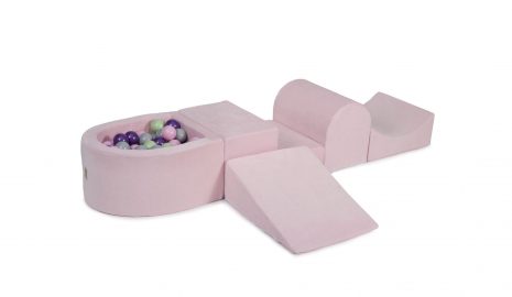 MeowBaby® PENOVÁ SADA NA HRU svetlotužový + komplet 100 loptičiek: jasnozielony,fiolet,šedá, pastelovo ružové