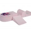 MeowBaby® PENOVÁ SADA NA HRU svetlotužový + komplet 100 loptičiek: fiolet, svetlo ružové, šedé, transparent
