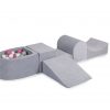 MeowBaby® PENOVÁ SADA NA HRU svetlošed. + komplet 100 loptičiek: šedá, biela, svetlo ružové