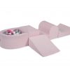 MeowBaby® PENOVÁ SADA NA HRU svetlotužový + komplet 100 loptičiek: biele, šedá, svetlo ružové