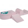 MeowBaby® PENOVÁ SADA NA HRU svetlotužový + komplet 100 loptičiek: biele, tyrkysové, transparent