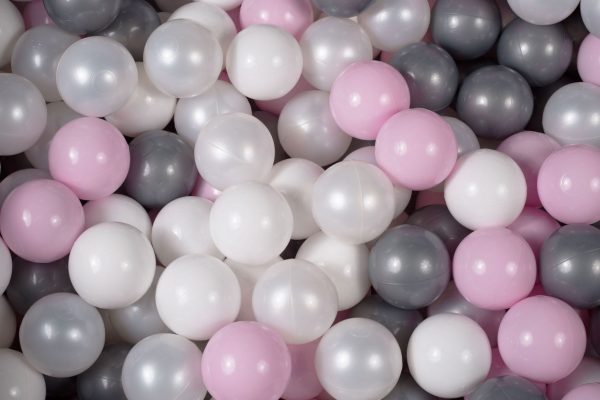 MeowBaby® 500 ks zostava plastových guličiek ?7cm biele, biele, strieborné, pastelovo ružové