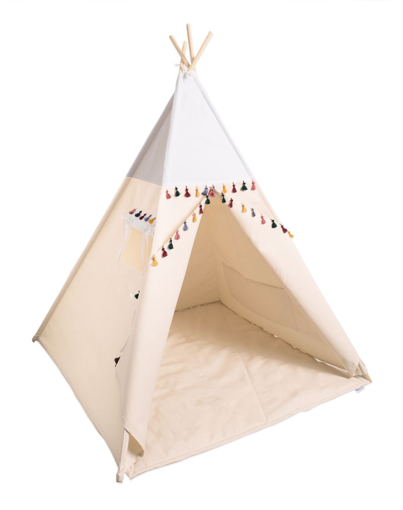 Stan z bieleho tipi so strapcom - tipi White Boho