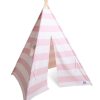 Tipi Pink Stripes, plátený stan Teepee, biela a ružová