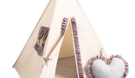 Sada teepee béžová Tipi Summer, Ruffle, 6 ks